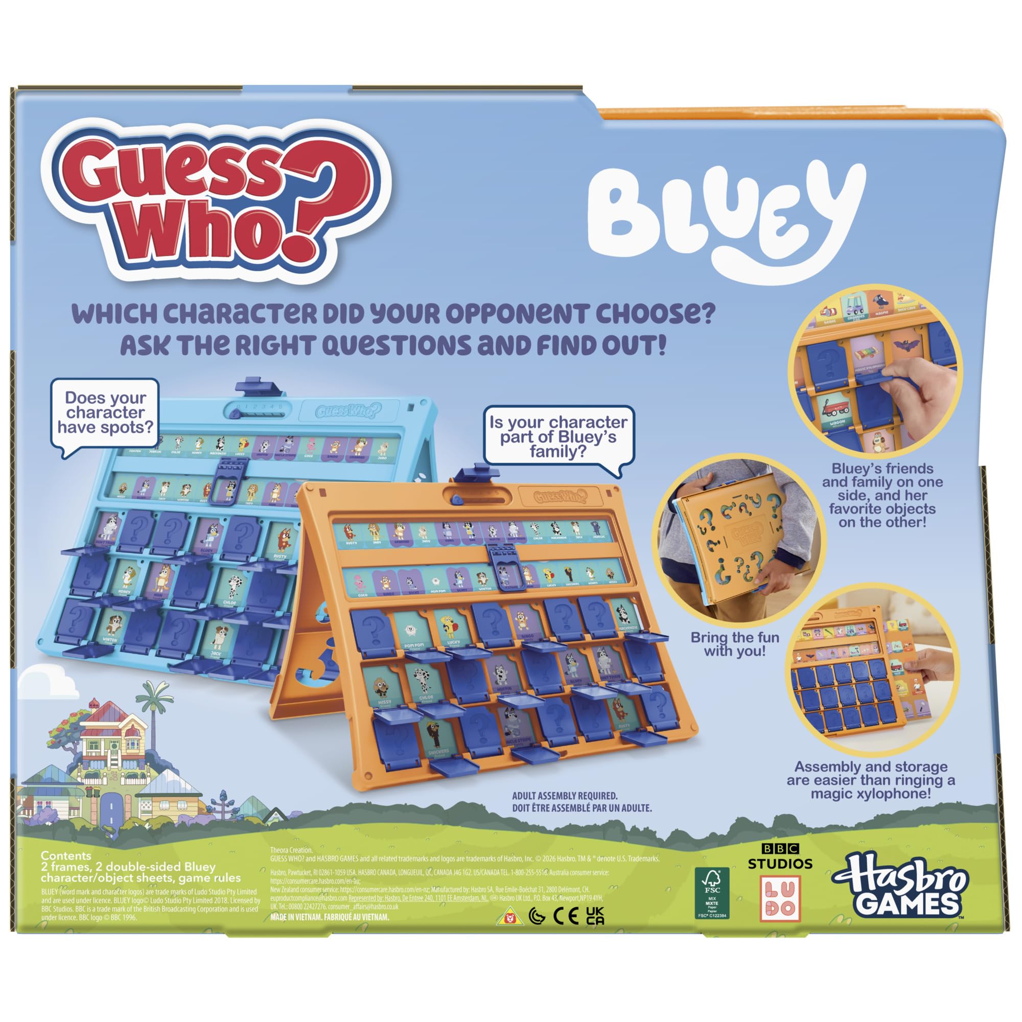 Hasbro Gaming Guess Who? Bluey Edition Game | Bluey Characters and Objects | Fun Kids Board Games for Families | 2 Players | 15 Mins. | Travel Friendly | Ages 6+