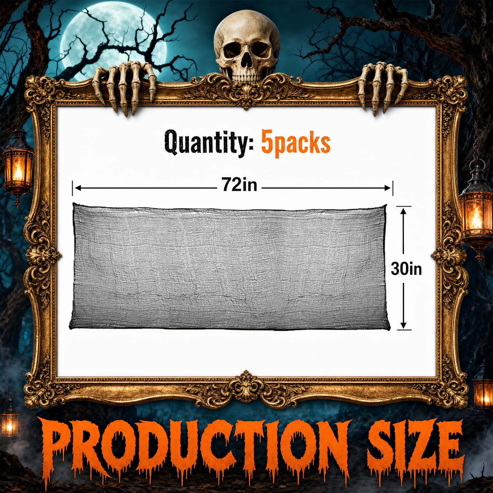 5Pcs Halloween Creepy Cloth Black 30×72inch - Halloween Decorations Clearance - Creepy Spooky Halloween Decorations Outdoor Indoor
