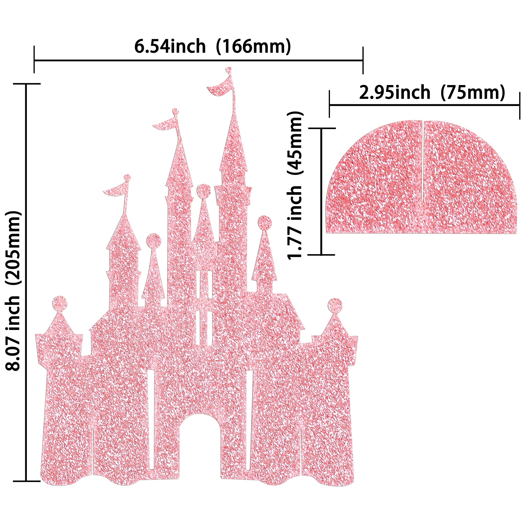 Gyufise 6 Pack Castle Table Centerpiece Glitter Princess Theme Castle Table Toppers for Birthday Baby Shower Princess Party Table Decorations Supplies Pink