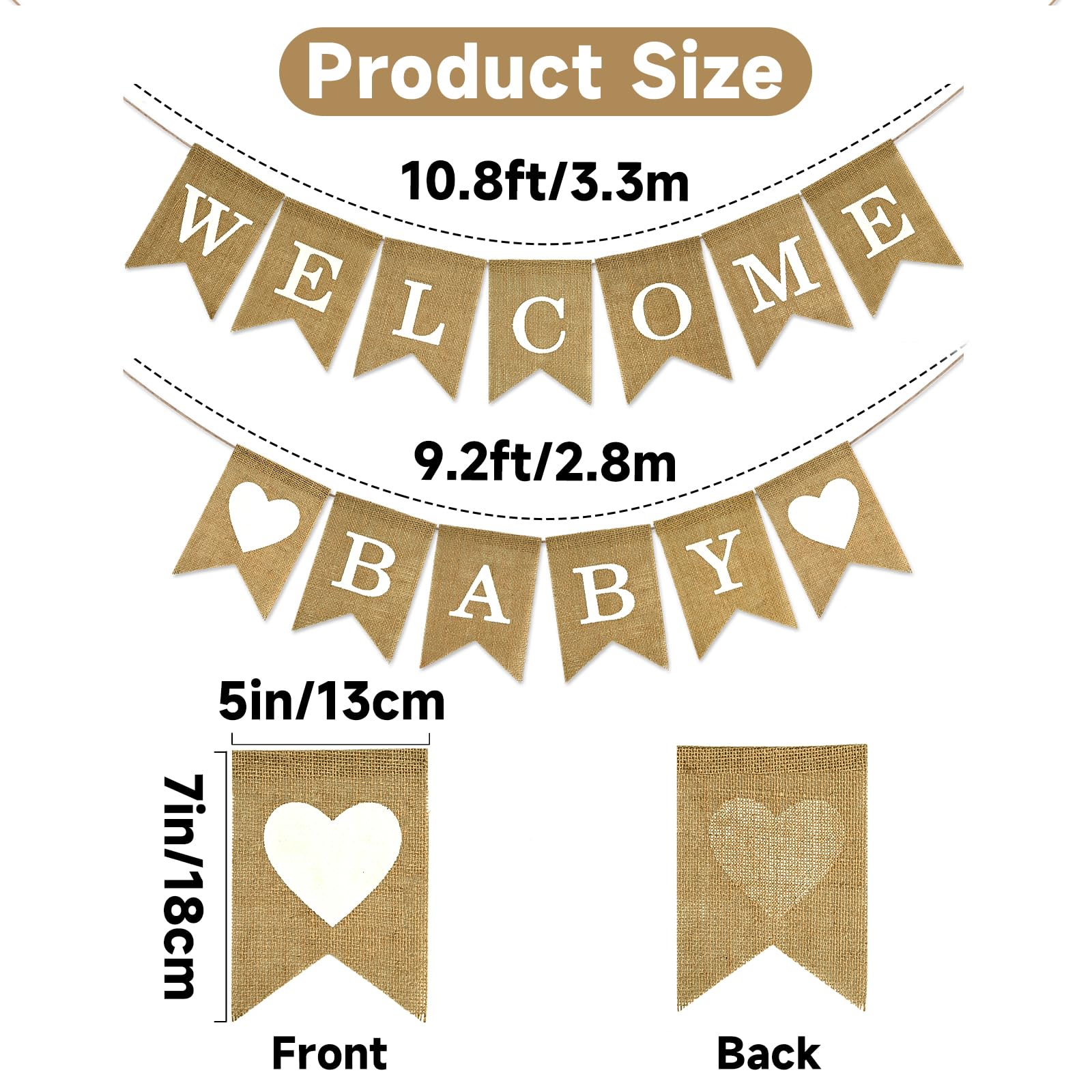 Anwyll Burlap Welcome Baby Banner - NO DIY Baby Shower Decoration Banner Oh Welcome Babies Shower Sign for Backdrop Adorable Neutral Gender Reveal Party Decoration Babies Announcement Sign Girl Boy