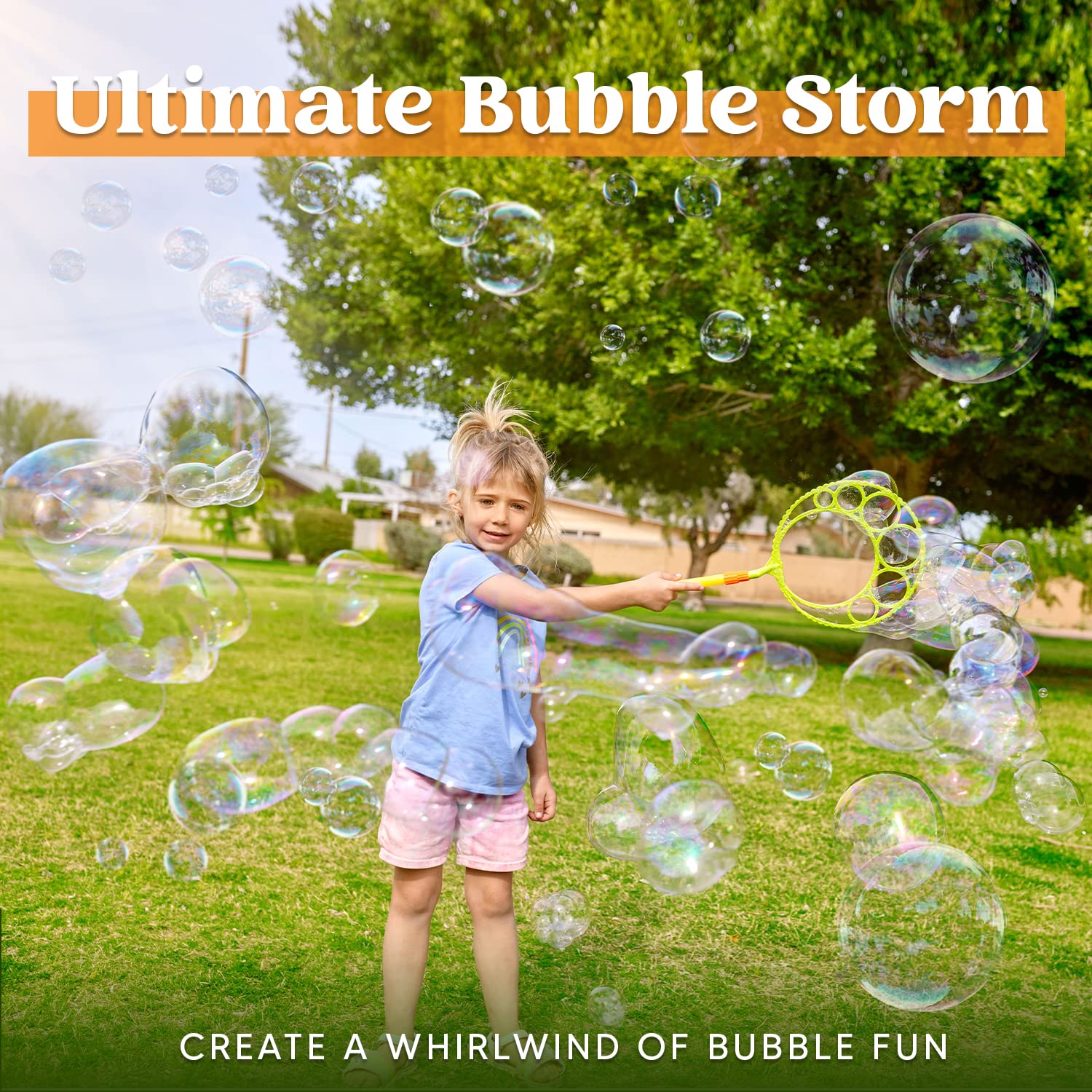 JOYIN Big Bubble Wands Set Bulk for Kids Summer Outdoor Toy Game Activity Party Favors, 18 Pcs Giant Bubble Maker with Tray, 12" Large, 6 Pcs Solution Suitable for All Age People