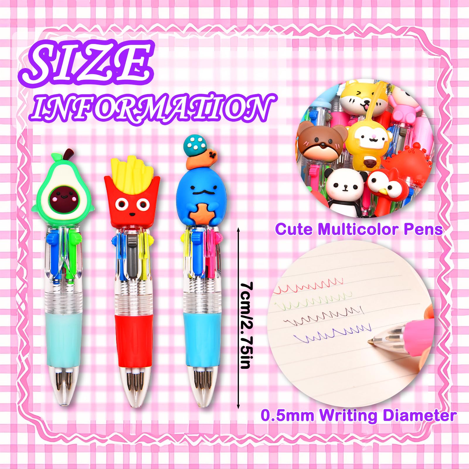 BIMORITA 24Pcs Mini Multicolor Pens in One 4-in-1, Cute Pens Bulk for Party Favors and Birthdays, Delightful Ballpoint Pen Back To School Gifts Classroom Student Prizes