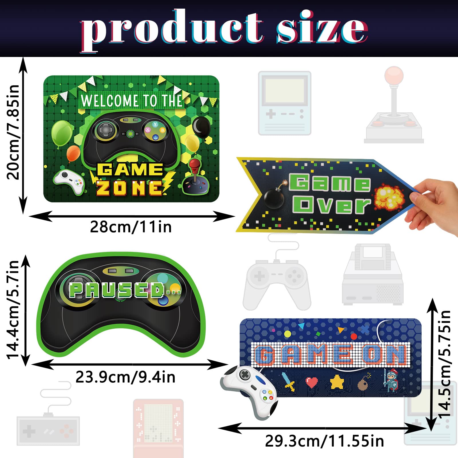 Tenare 20 Pcs Video Game Party Decorations Gaming Signs Level up(Green)
