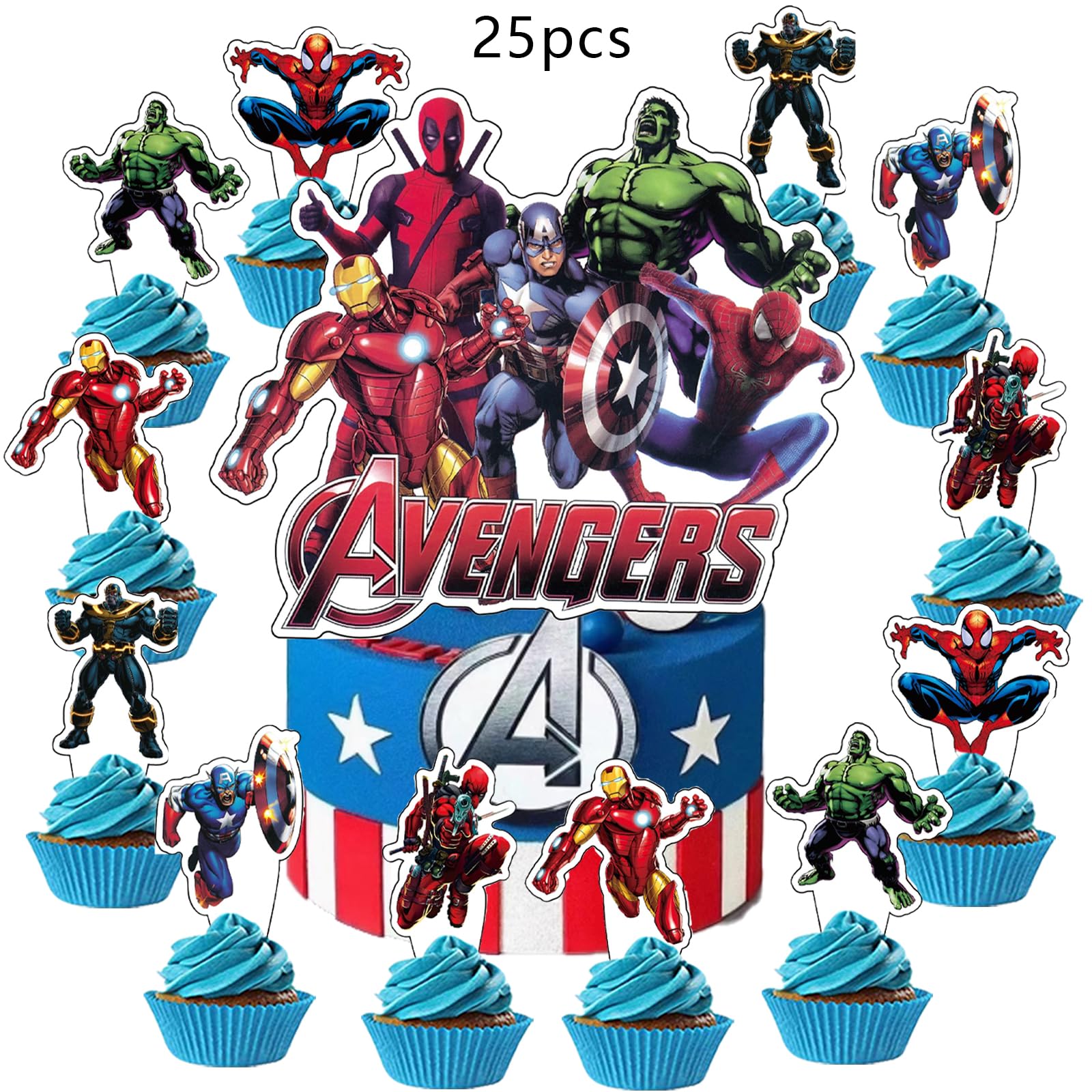 45PCS for superhero Birthday Party Supplies,Avengers Party Decorations Set Include Banner, Balloons, Cake Cupcake Toppers, Tablecloth for Girls Avengers Theme Party