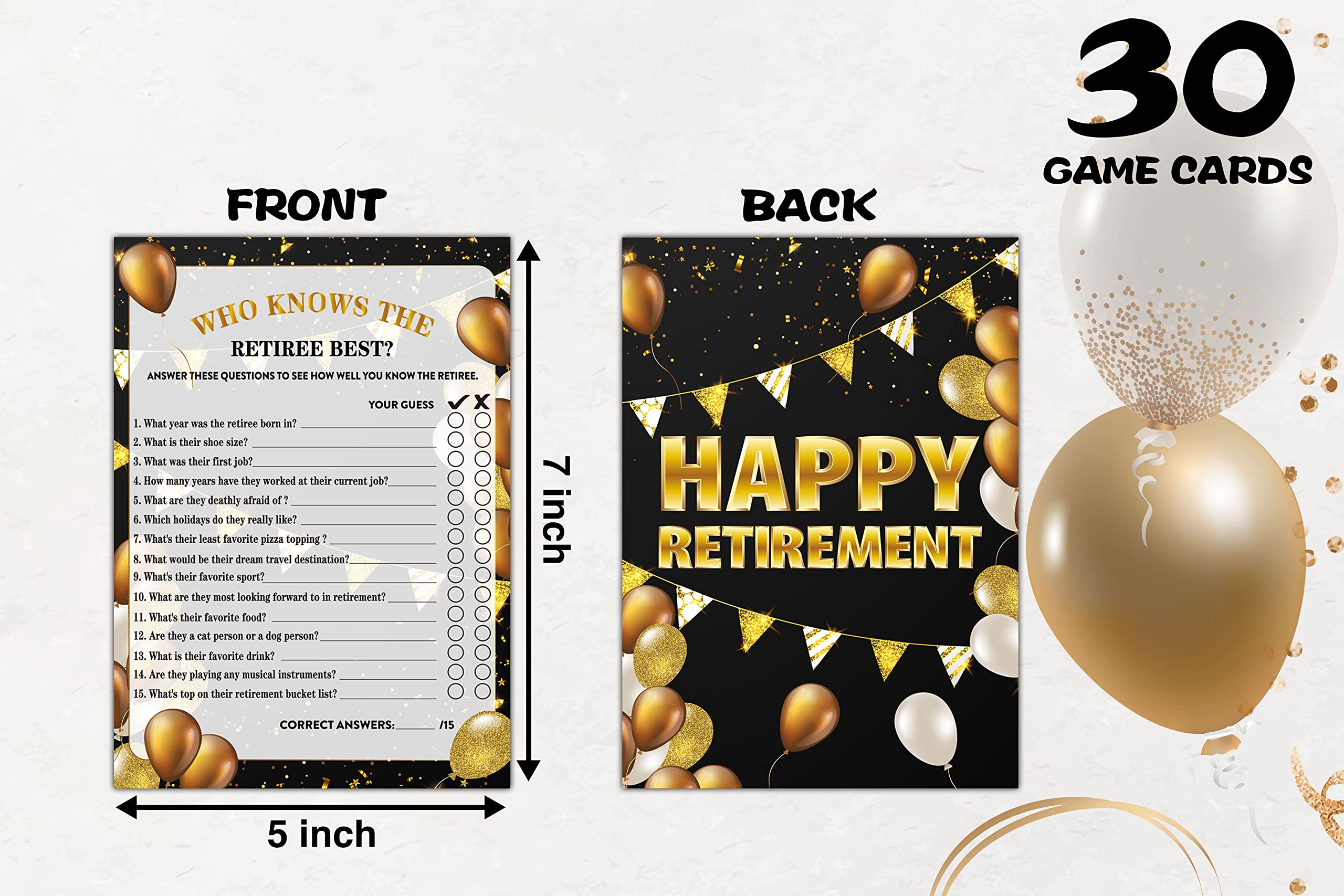 Retirement Party Games - Who Knows The Retiree Best Retirement Games - 30 Game Cards – Retirement Party Favors Supplies Decorations (01)