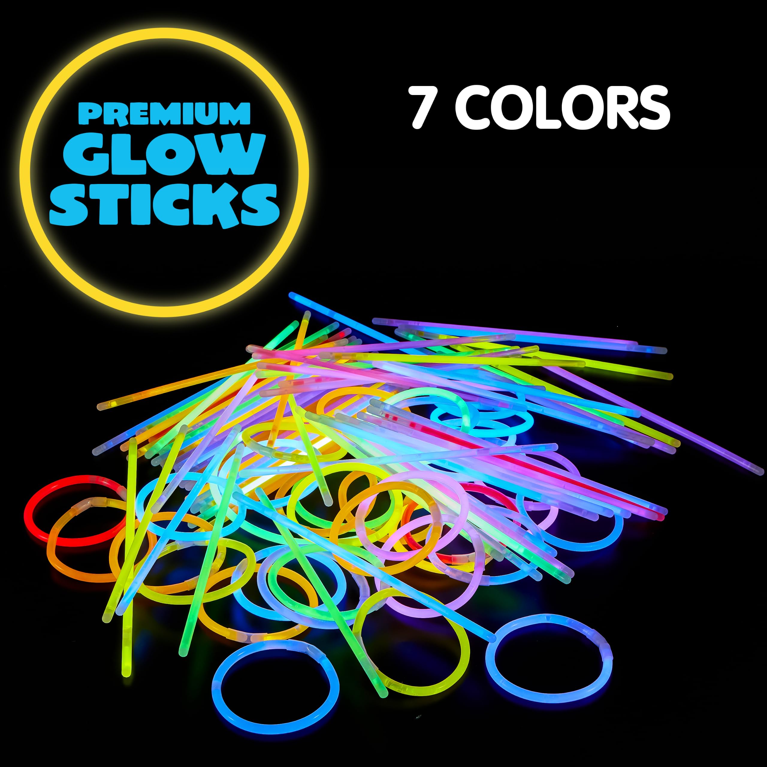 JOYIN 144 Pcs 8" Glow Sticks Bulk Party Pack, Neon Glow in the Dark Party Supplies, Light Up Necklaces and Bracelets with Connectors for Halloween, Football, Birthday Decorations