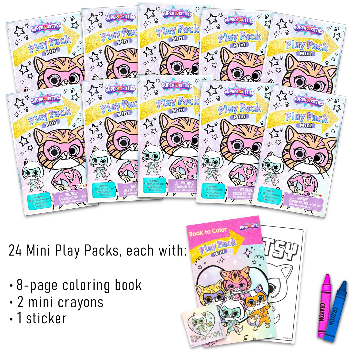 Disney SuperKitties Party Favors for Kids Bundle - 24 Mini Activity Packs
