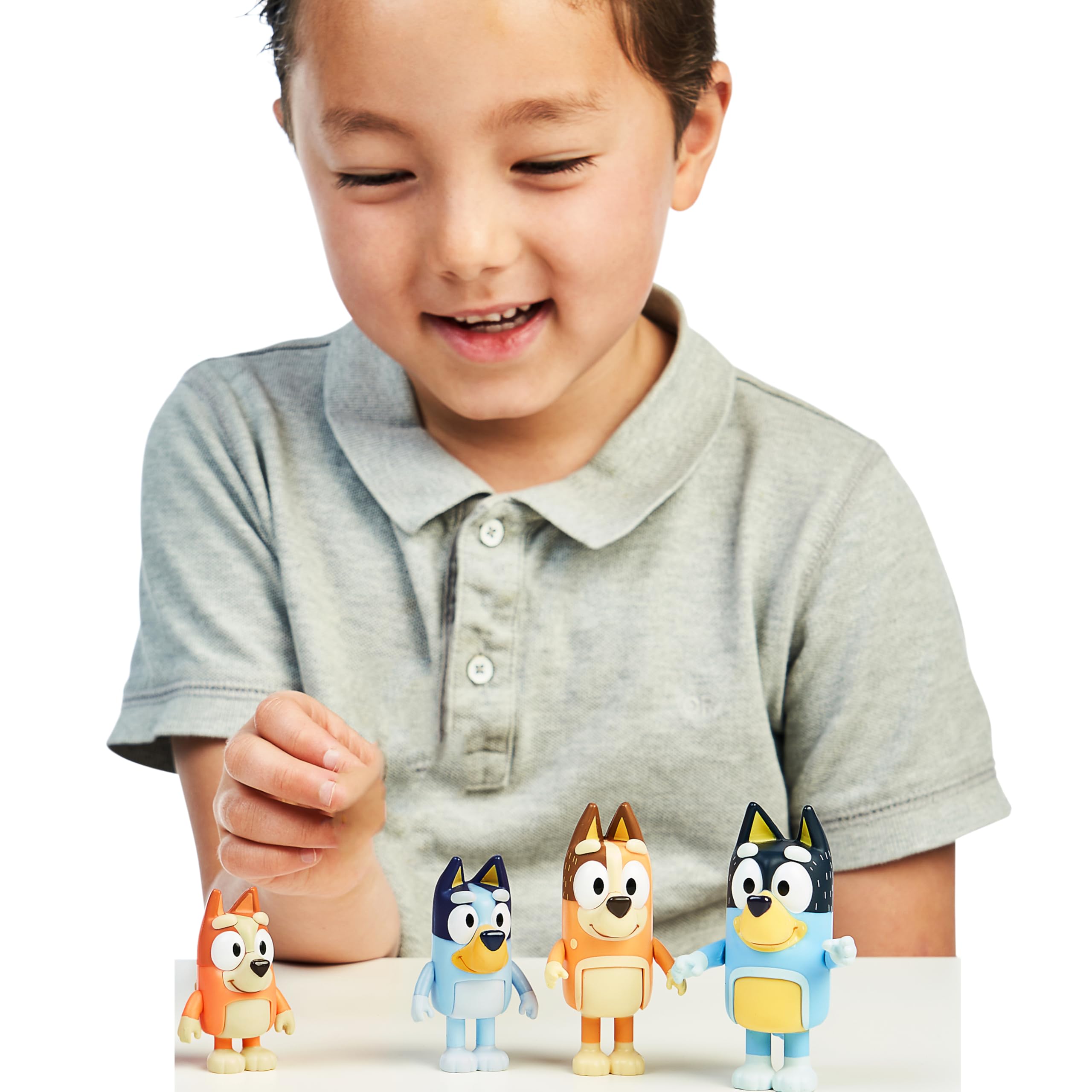 Bluey Family Figure 4-Pack, Poseable Toys with Bingo & Bandit