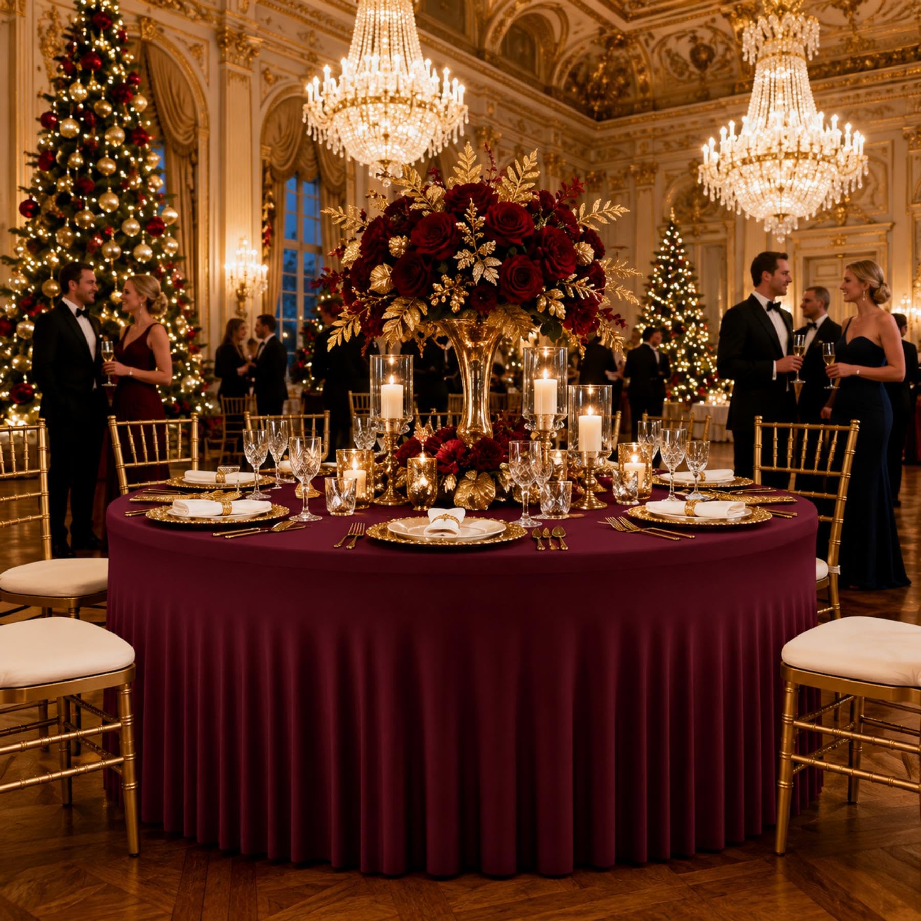 GEWONELIFE 12 Pack Burgundy Round Tablecloths for 72 Inch Tables, Wine Red Round Table Covers for Thanksgiving Dinner, Christmas Party, New Year's Eve, Fall Wedding, Banquet, Family Gathering & Event