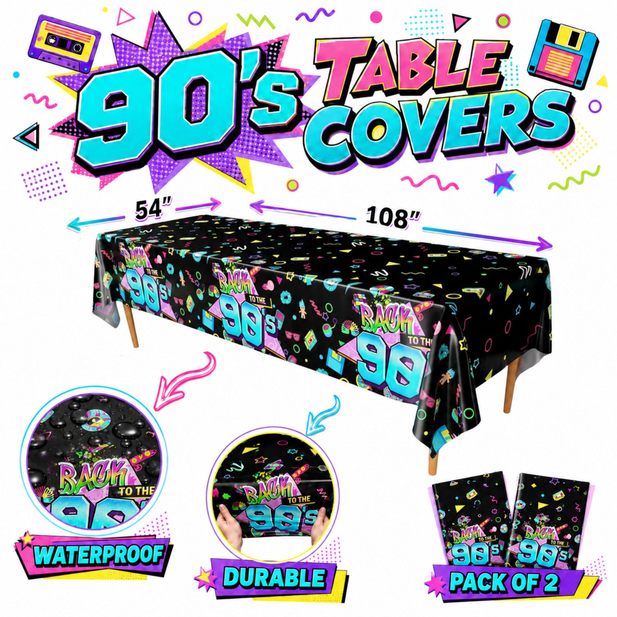 Blue Orchards Cow Print Table Covers (Pack of 3) - 54"x108" XL - Birthday Party Decorations, Farm Print Party Supplies, Table Cloth, Farm Table Cover, Cow Baby Shower Decorations
