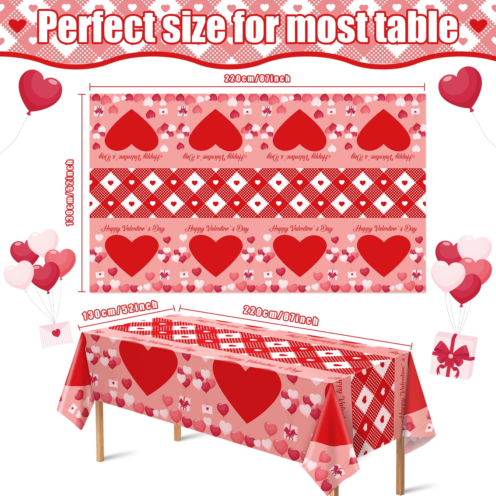 OHOME 2 Pack Valentines Day Decorations - Valentines Decor - Disposable Plastic Valentines Tablecloth | Valentine Decorations Indoor - Valentines Party Decorations Favors | Valentines Backdrop Banner