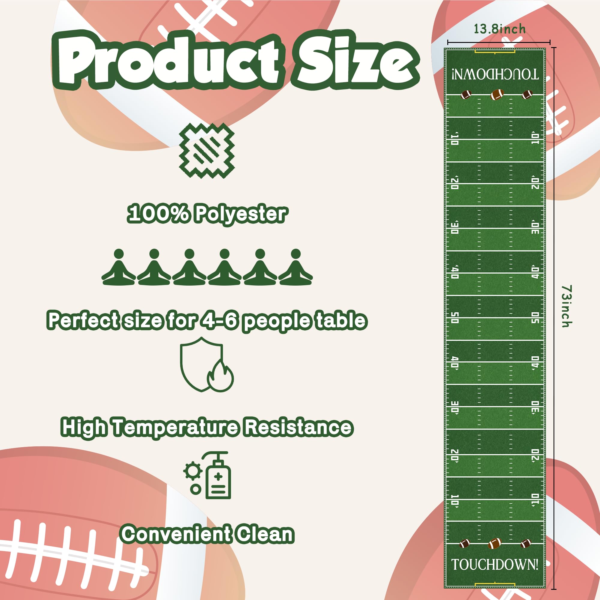 OHOME Football Party Decorations for Super Game Bowl 2027 - Game Day Table Runner | Football Decor Party Supplies - Game Day Theme Birthday Decorations Holiday Banner for Home