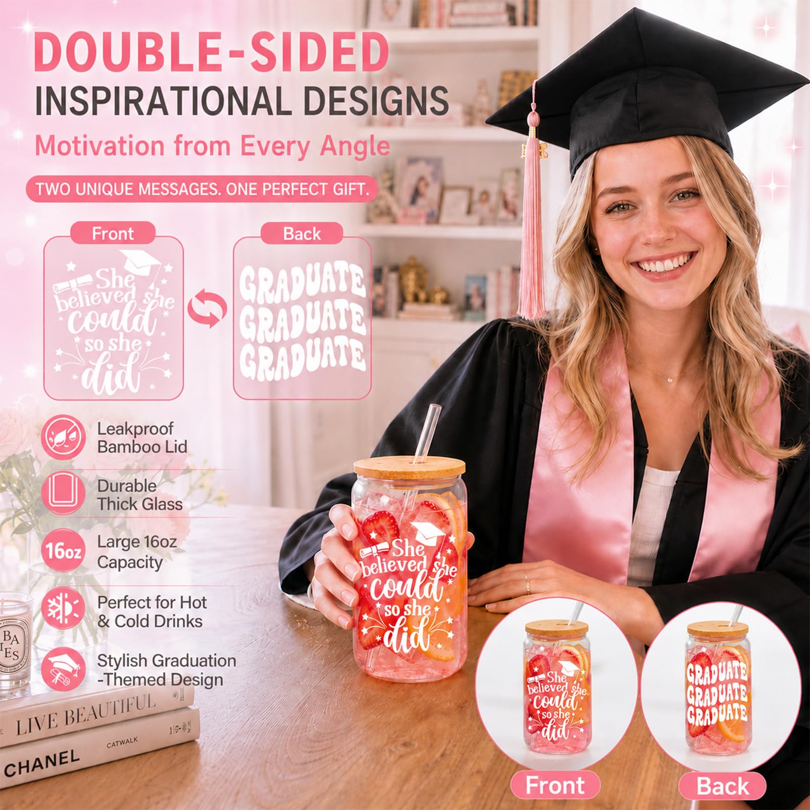 Frerdui Graduation Gift for Her, Class of 2026 Graduation Gifts Basket Box for Women, Senior High School College Grad Gift Set for Daughter Sister Friend, She Believed So She Did
