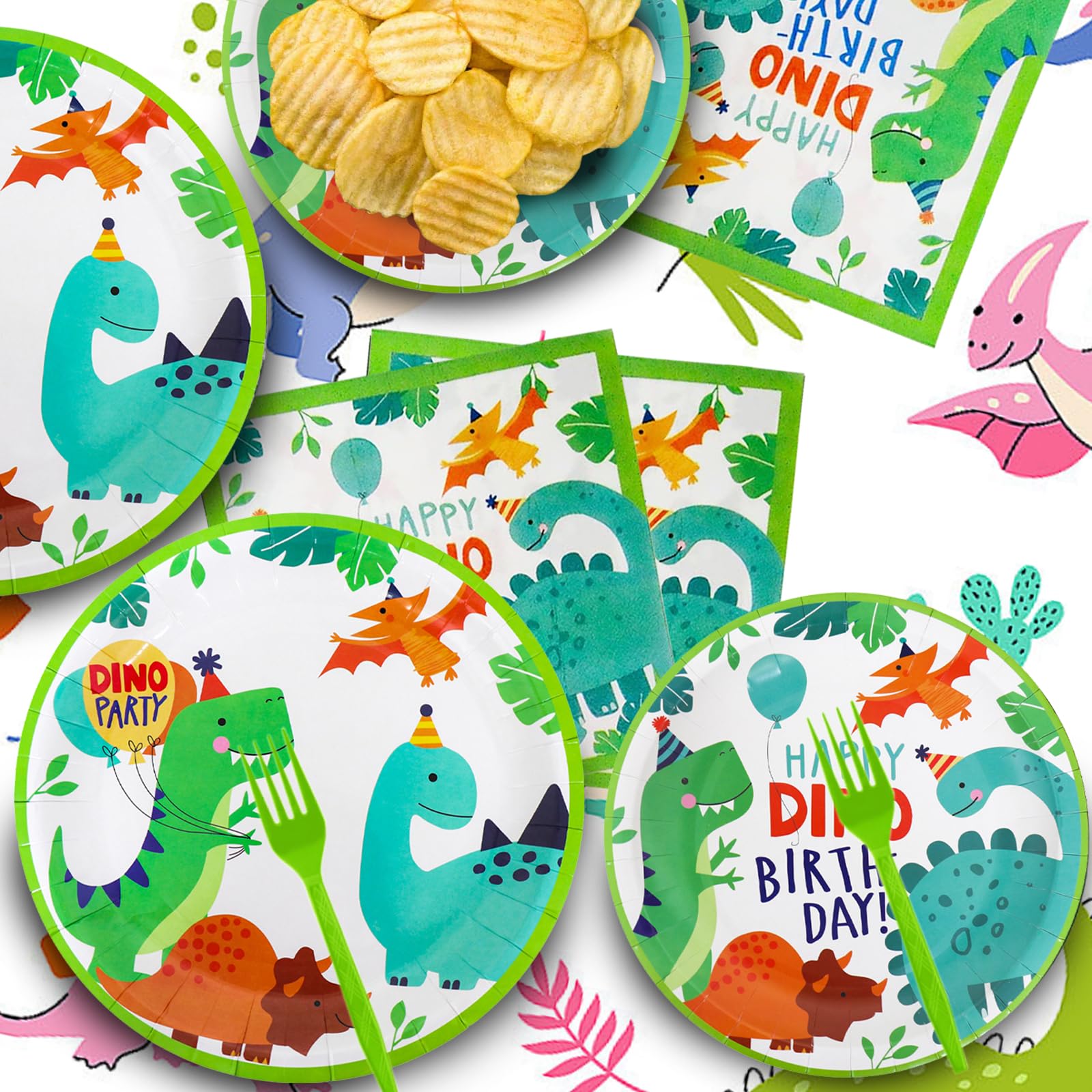 96Pcs Christmas Plates and Napkins Party Supplies, ChristmasThemed Tableware Set, Cute Disposable Dinnerware for Birthday Dessert Tea Party Decoration, 24 Guests