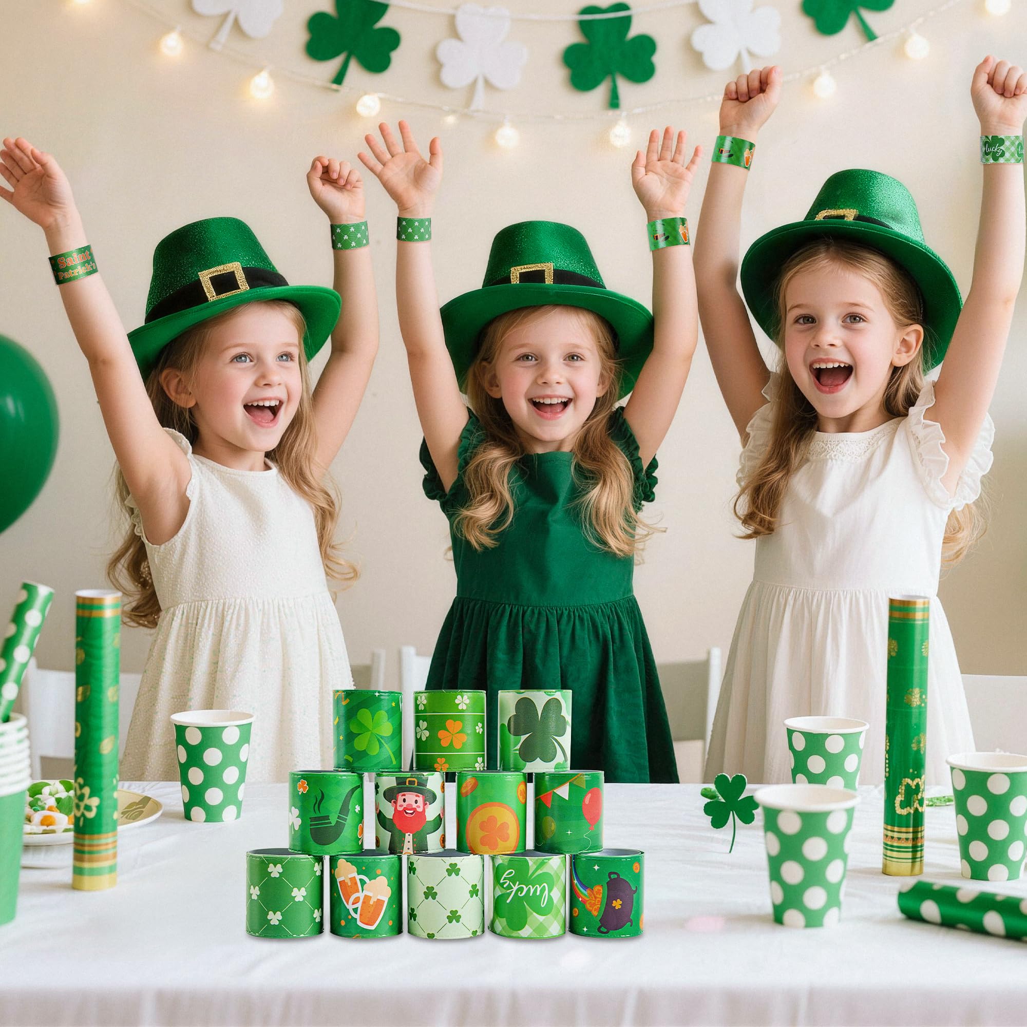 Childom 36 Pcs St. Patrick's Day Slap Bracelet,St Patricks Day Favors,St Patricks Day Decorations Gifts Bracelet Decorations,Bracelets Bulk for Home School Classroom Prizes Anniversary Holiday Outdoor