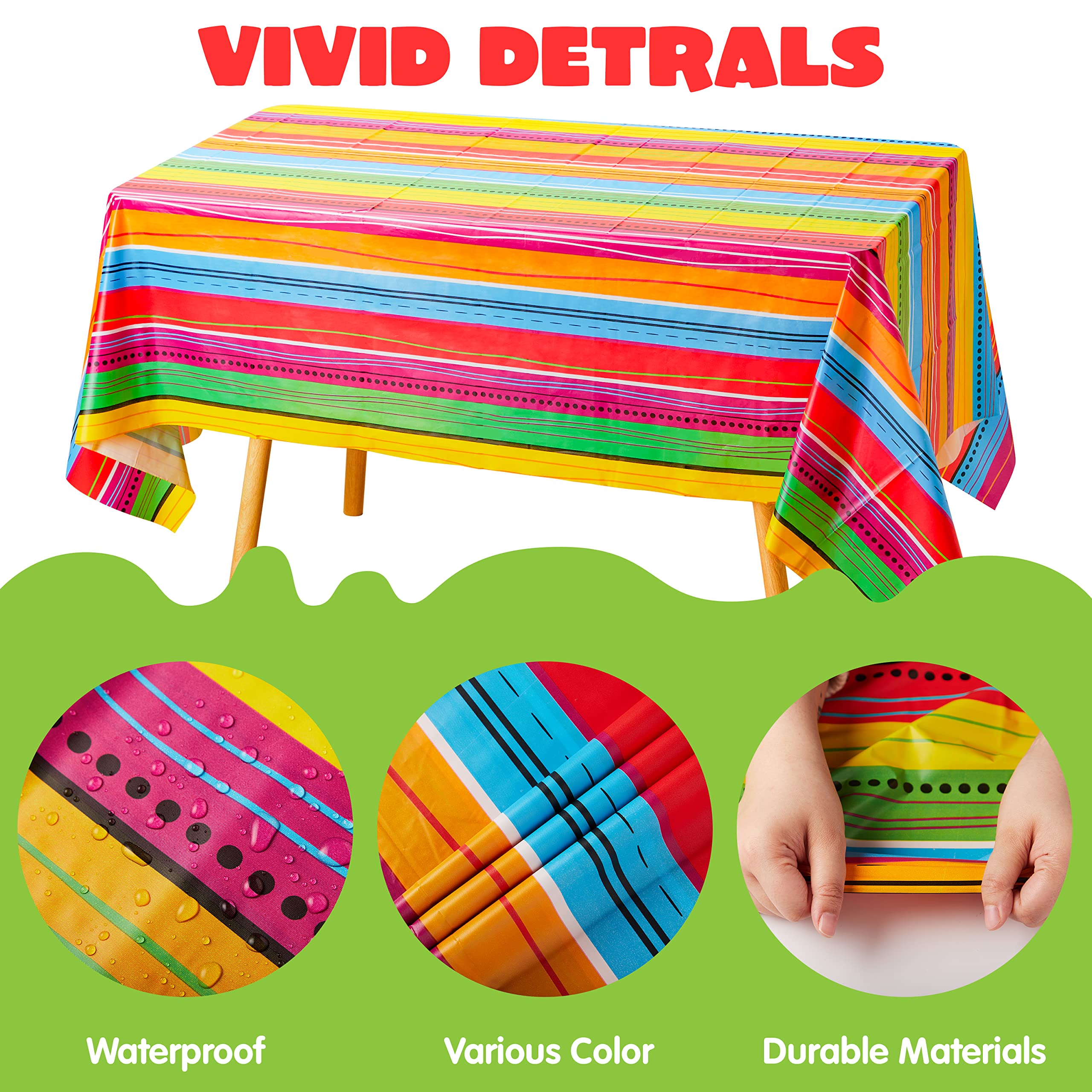 JOYIN 6 pcs Cinco De Mayo Printed Plastic Tablecover w/Multi Color Style (54 x 108 INCHES) for Fiesta, Taco Night, Birthday, and Mexican Themed Party