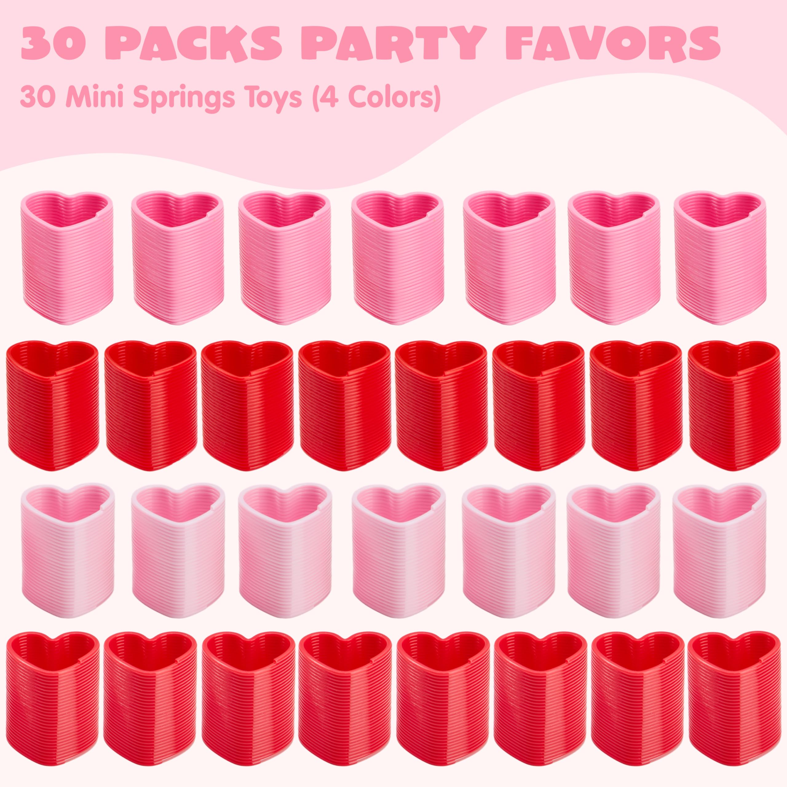 JOYIN 30 Packs Valentine’s Day Party Favors with Mini Springs Toys, Multi-Color Heart Coil Springs Toys, Stress Relief Fidget Toys for Kids Classroom Exchange, School Prize and Goodie Bag Stuffers