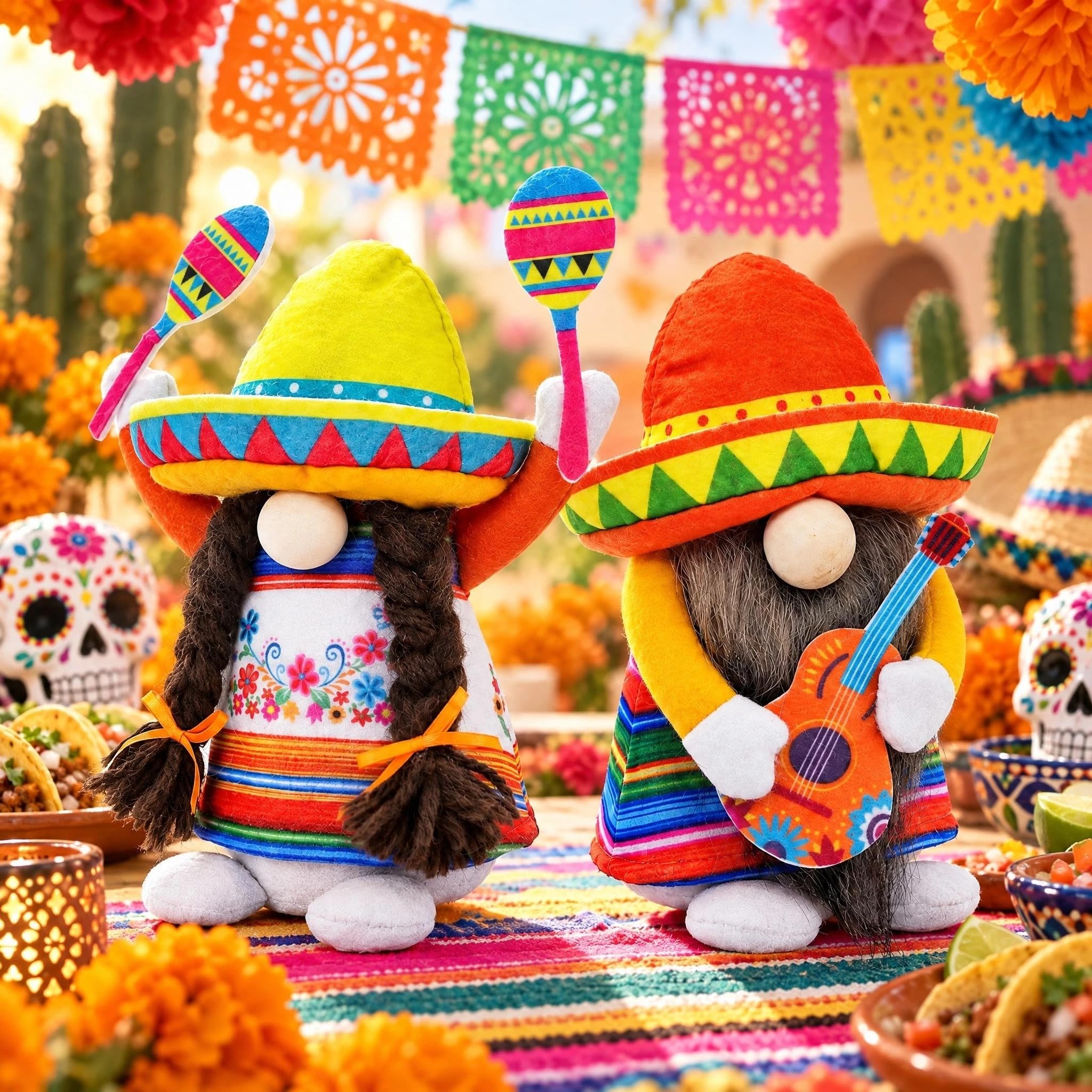 Lovinland Cinco de Mayo Decorations - Cinco de Mayo Plush Gnomes for Home, Office - Mexican Theme Party Decorations Supplies - Taco Fiesta Doll Table Centerpieces Decor - Carnival Festivals Figurine