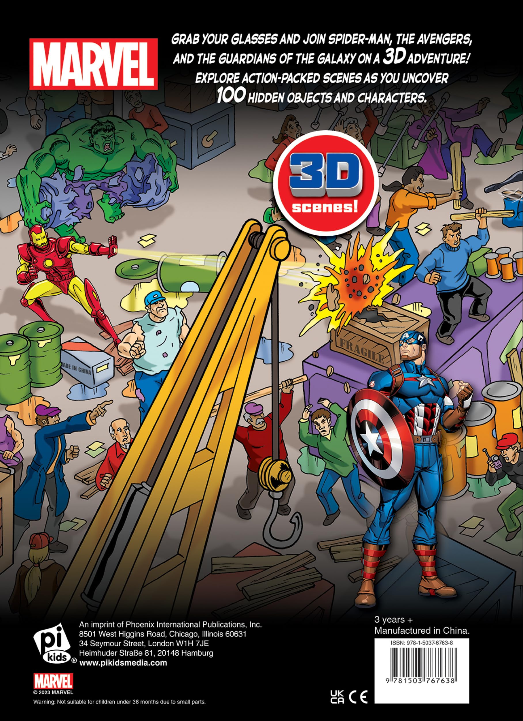Marvel Spider-man, Avengers, Guardians of the Galaxy, and More! - 3D Look and Find Activity Book! - Iron Man 3D Glasses Included! - PI Kids