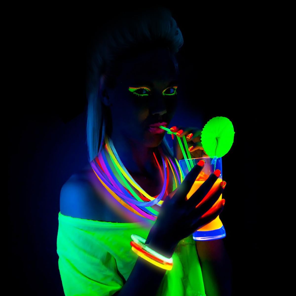 410 Pcs Glow Sticks Bulk, Glow in The Dark Party Supplies, 12 Hours Glow Party Pack 8 inch, Mardi Gras, Party Favors