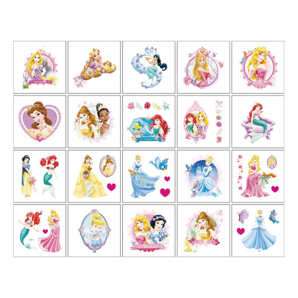 20 Sheets Princess Temporary Tattoos for Kids, Birthday Party Favors, Cute Cartoon Decoration Sticker Gifts for Girl Boys Home Activity Class Prizes Carnival Christmas Rewards