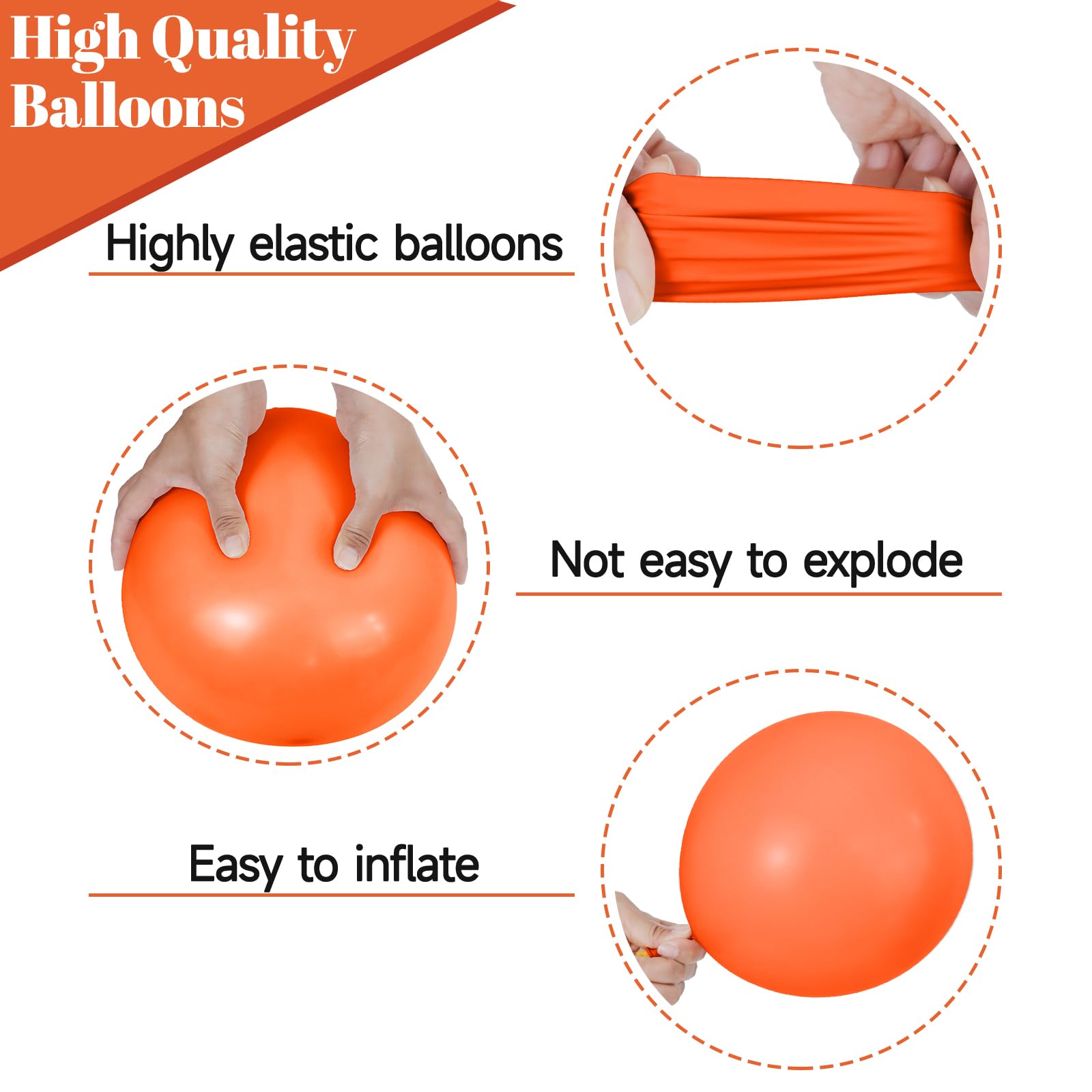 KUULBELA 68Pcs Black and Orange Balloons, 12 inch Orange Black Latex Balloon Set with Confetti Ribbons Reusable, Fade-Resistant for Halloween, Graduation Spooky Party Decorations.