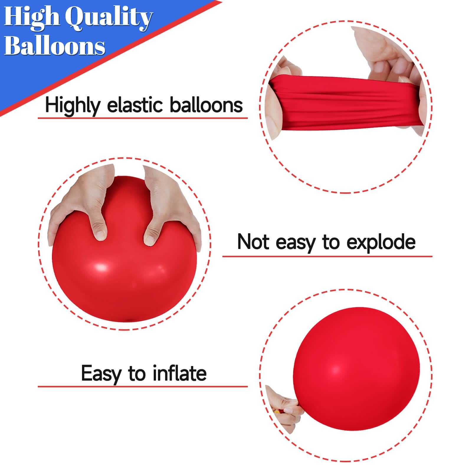 KUULBELA Red White Blue Latex Balloons 68 Pack, 12 Inch Patriotic Balloons with Confetti, Party Decorations for 4th of July, Independence Day, Graduation, Birthday, Air Helium Fill.