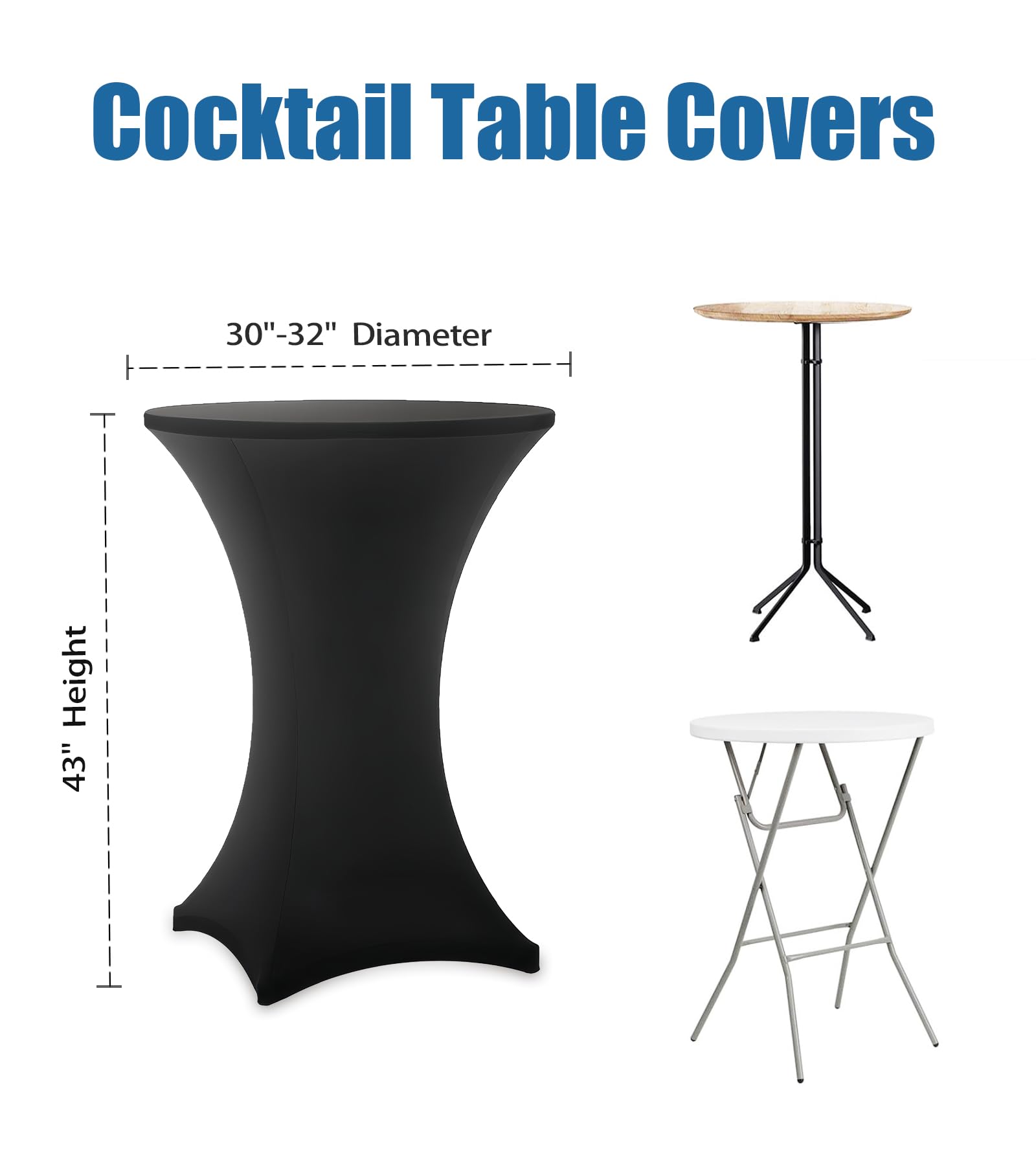 Lemict Cocktail Table Covers - 2 Pack 32x43 Inch Table Cloth - Black