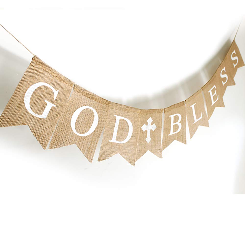 CHRORINE First Communion Banner Kit, Baptism Decorations for Boys Girls, First Communion Confirmation Decorations,God Bless Banner and White Decorations - White Set