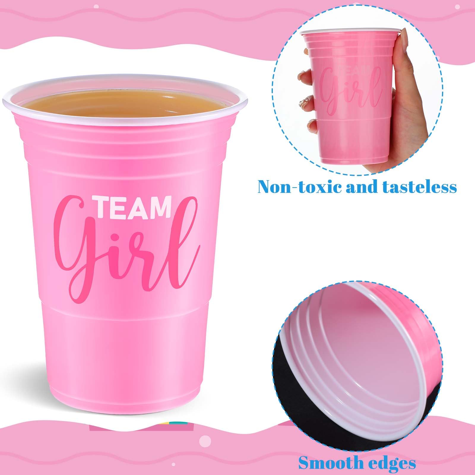 Norme 48 Pcs Gender Reveal Plastic Blue Pink Cups Gender Reveal Cups Supplies Team Boy Team Girl Disposable for Party Favors Games Beverage Drink Tableware (16 oz)