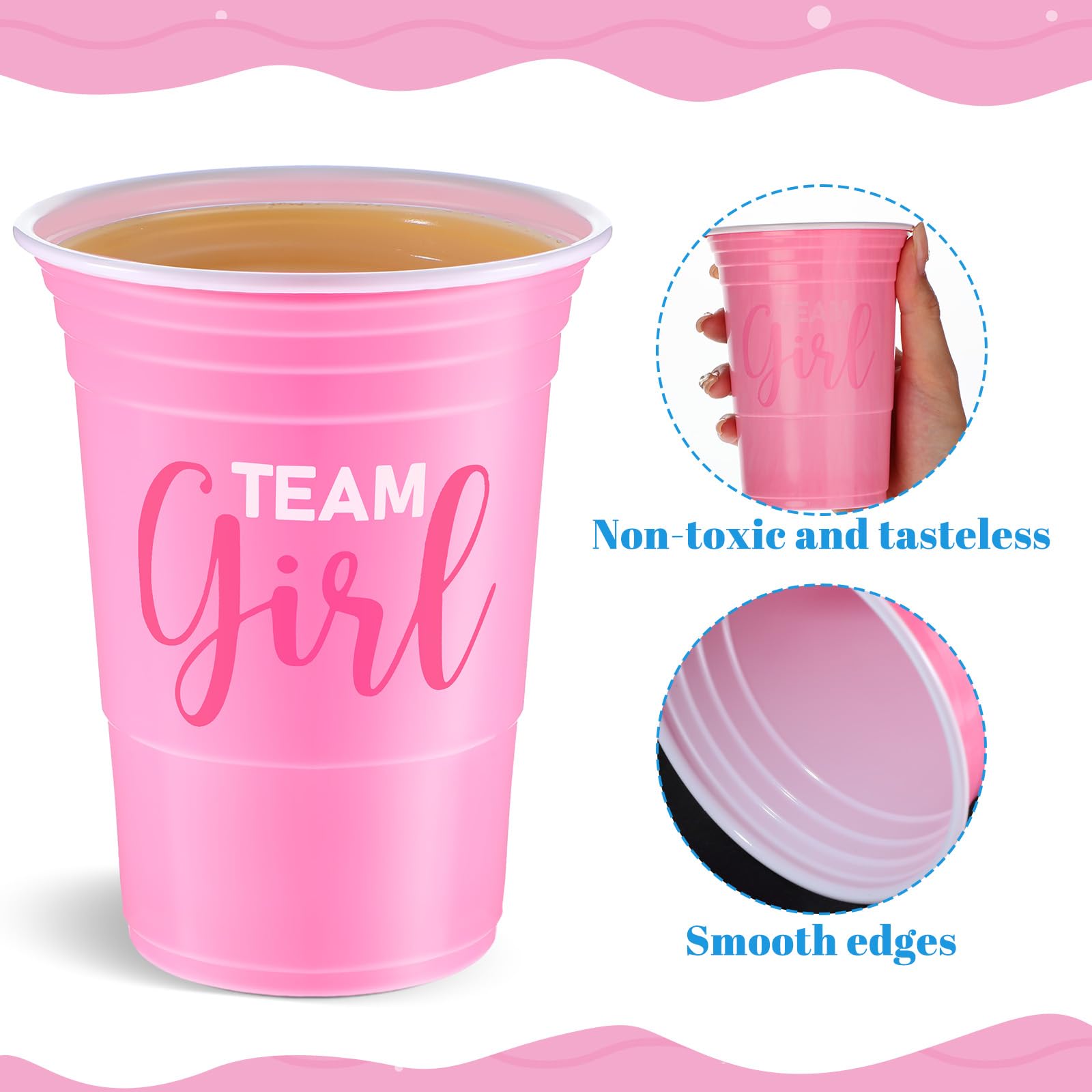 Norme 30 Pcs Gender Reveal Plastic Blue Pink Cups Gender Reveal Cups Supplies Team Boy Team Girl Disposable for Party Favors Games Beverage Drink Tableware (16 oz)