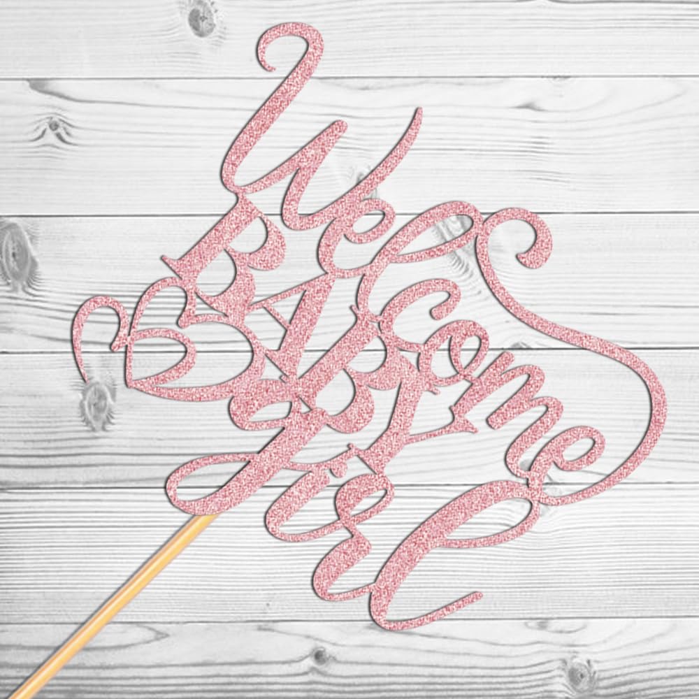 WRACKKIAR Welcome Baby Girl Cake Topper-aby Shower Cake Pick-Oh Baby Cake Toppers-Gender Reveal Party Decorations