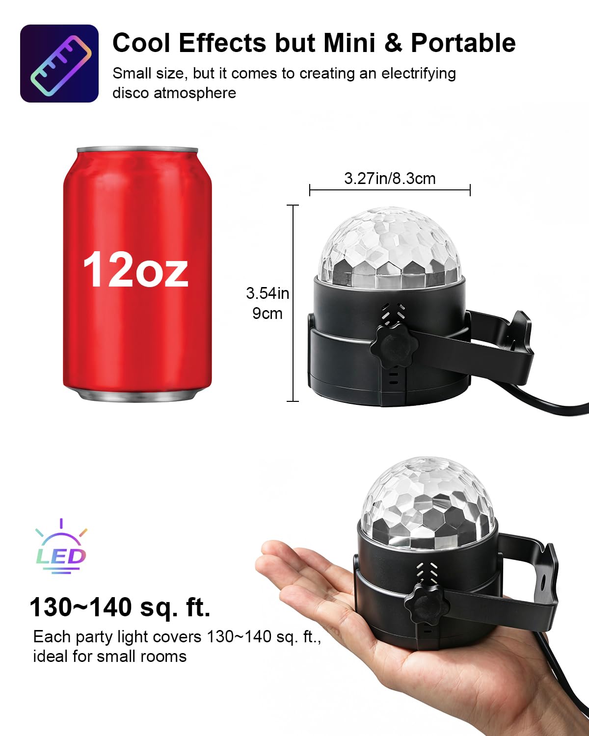 Luditek Sound Activated Party Lights with Remote DJ Lighting, Disco Ball Strobe Stage Light for Home Room Dance Parties Birthday Karaoke Stocking Stuffers New Years Eve Halloween Christmas Decorations
