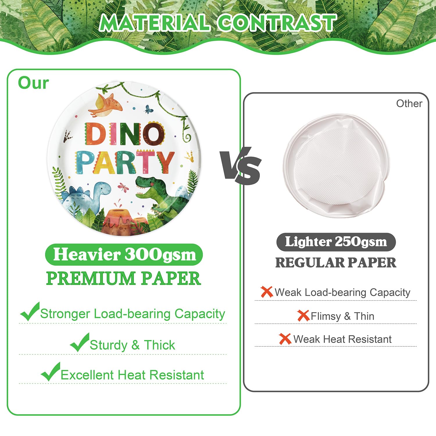 300 Pcs Dinosaur Plates and Napkins (Serves 50 Guests), Dinosaur Birthday Party Supplies Include Forks Cups Straws Tableware Set for Kids Party Decorations