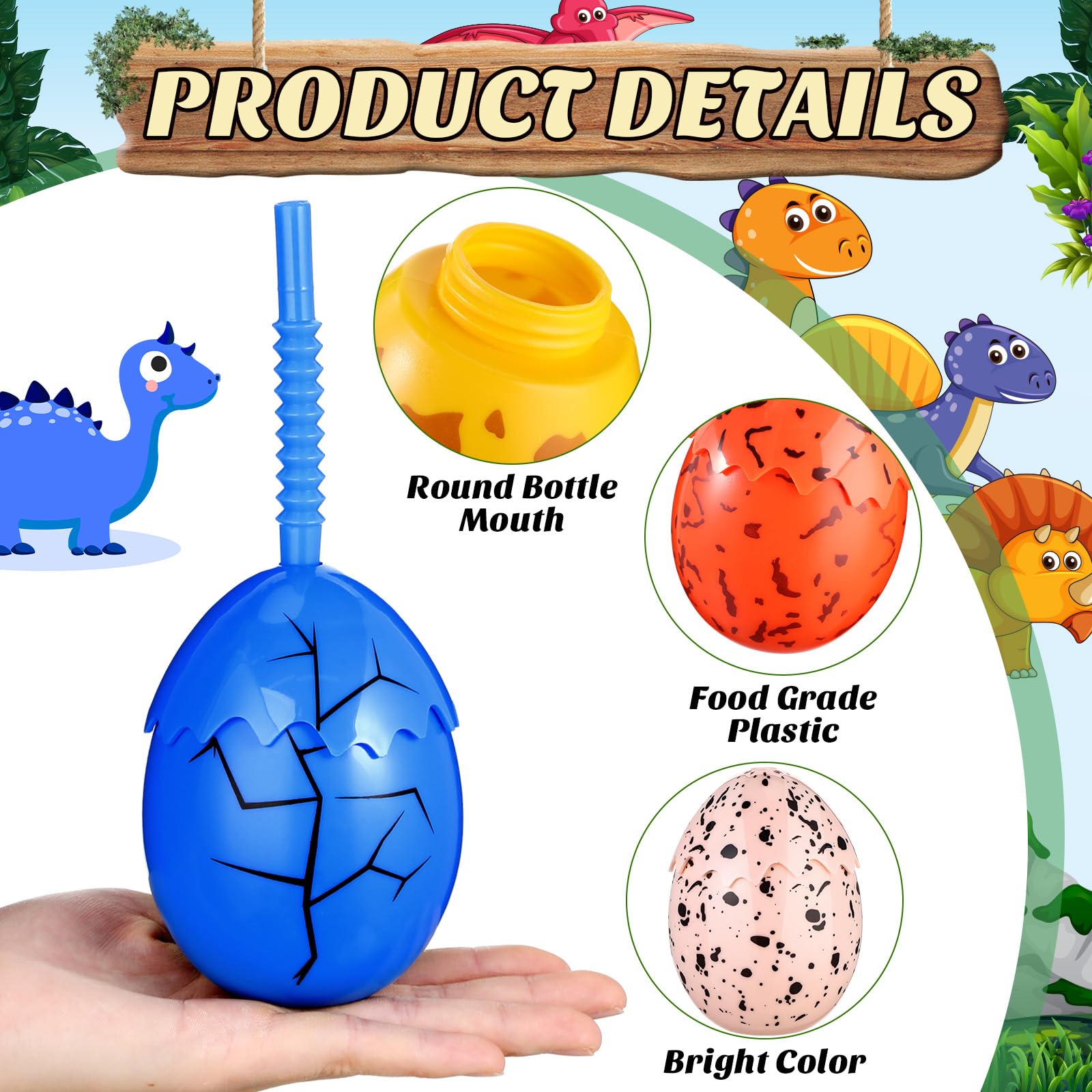 Maxcheck 12 Pcs Kids Dinosaur Party Favor Cups with Lids and Straws,10 oz Egg Dinosaur Cups for Birthday Decorations Dino Egg Theme Party Supplies for Boys Girls
