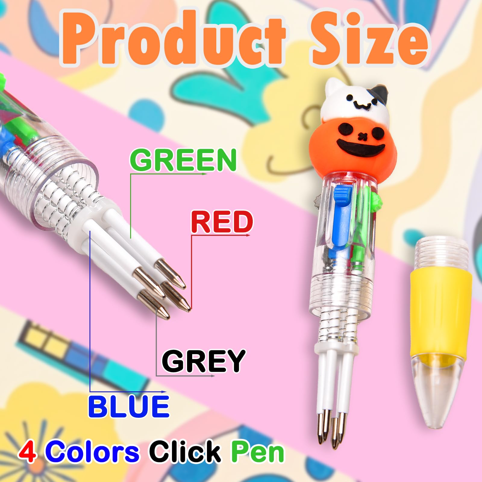 BIMORITA 24Pcs Mini Multicolor Pens in One 4-in-1, Cute Pens Bulk for Party Favors and Birthdays, Delightful Ballpoint Pen Back To School Gifts Classroom Student Prizes