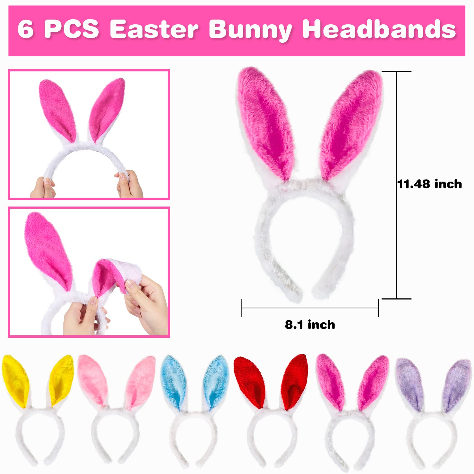 MGparty 12PCS Easter Headbands and Glasses Frame Set Easter Bunny Ears Rabbit Chick Eggs Party Favor Decorations Supplies Photo Booth for Kids and Adults
