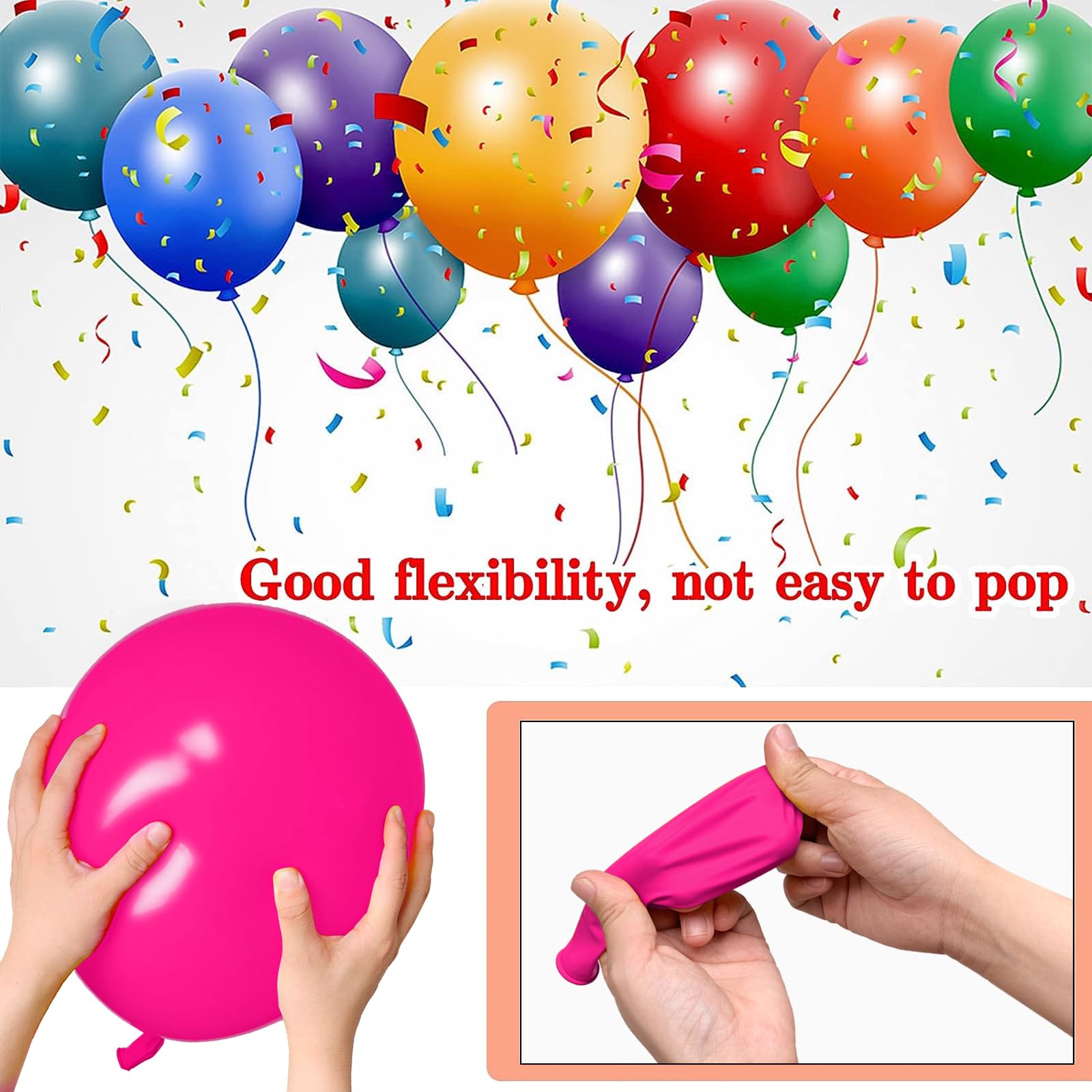 KUULBELA 68Pcs Pink Balloons Kit 12 Inch Metallic Pink Balloon, Pink Confetti Balloon and Baby Pink Party Balloons with Ribbons for Birthday, Wedding, Baby Shower, Graduation Decorations.