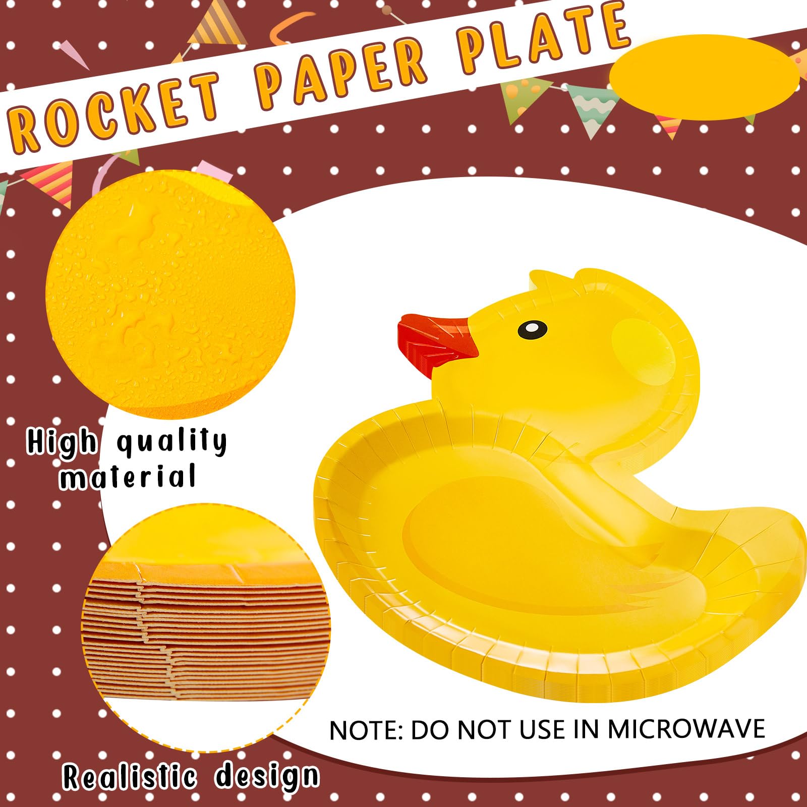meekoo 48 Pcs Rubber Duck Party Paper Plates Rubber Duck Theme Party Decorations for Dinner Dessert Picnic Birthday Wedding