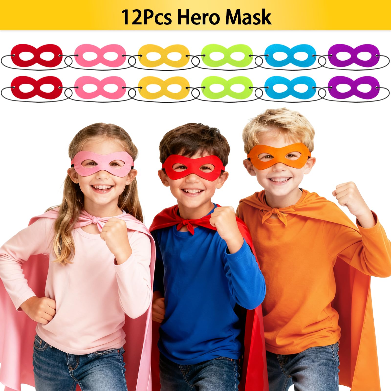 208Pcs Hero Party Favors Pack - for 12 Guests, Hero Birthday Party Supplies, with Mask Straw Slap Bracelets Keychain Party Blowers Stickers Sticky Hands for Goodie Bag Stuffer, Pinata Filler