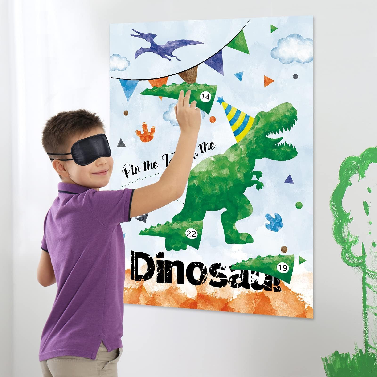 WERNNSAI Pin the Tail on the Dinosaur Games Dinosaur Birthday Decorations