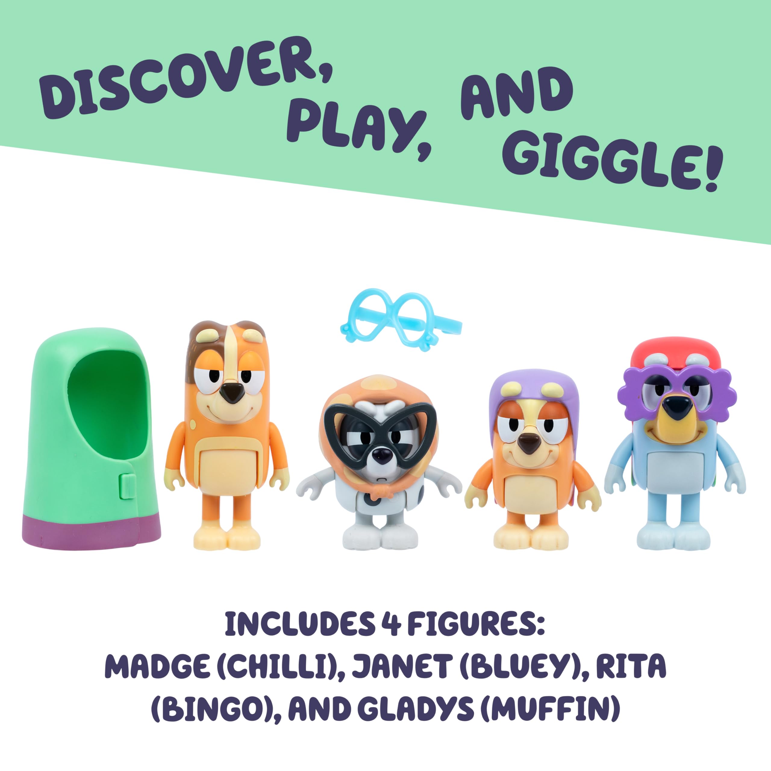 Bluey Figure 4-Pack Here Come The Grannies, Episode-Themed Toys