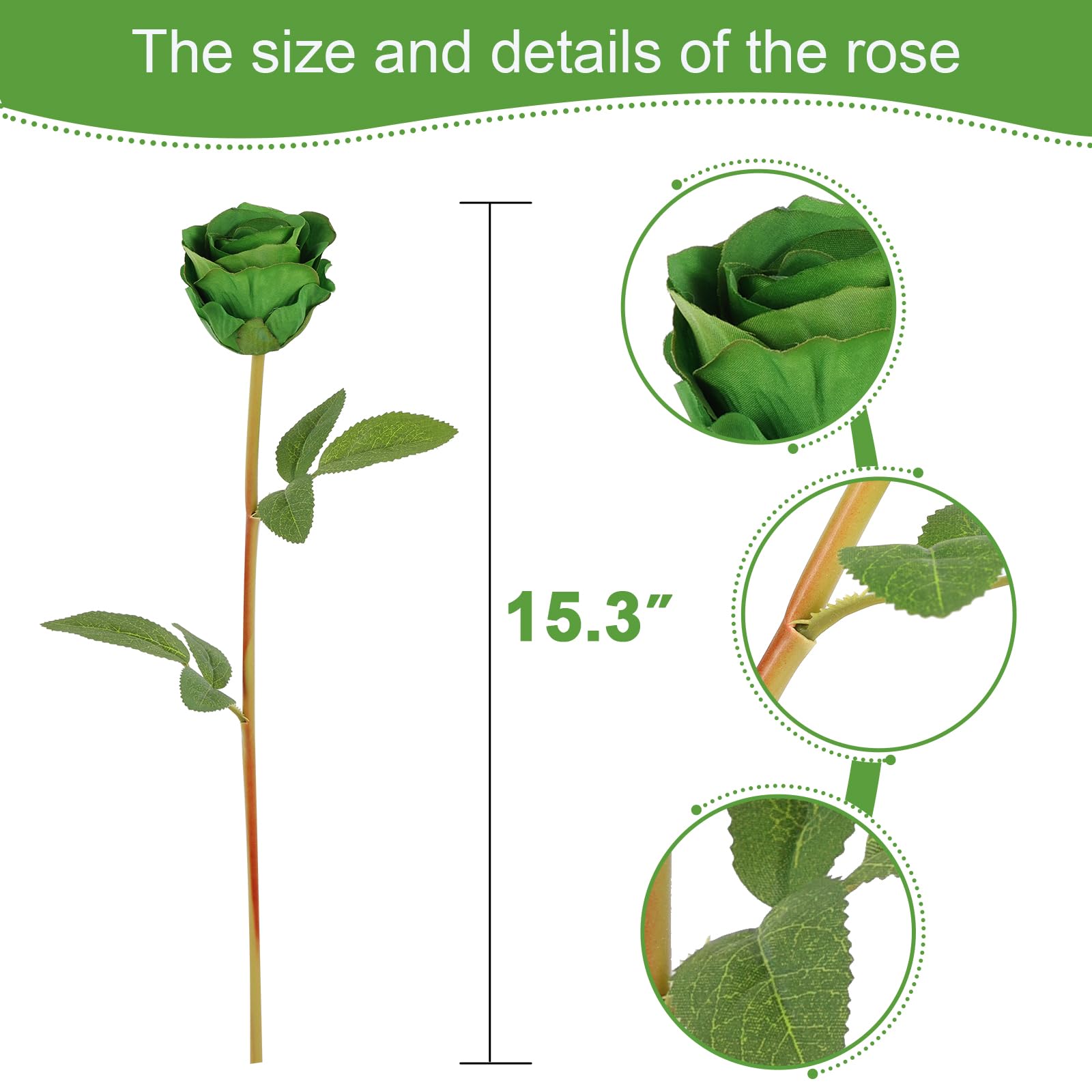 Hananona Artificial Roses Flowers for St. Patrick's Day,12 Pcs Silk Green Rose Bouquet for Spring Home Decoration, Green Faux Roses for Wedding