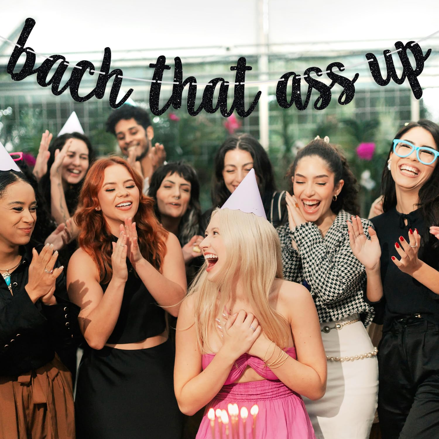 Bach That Ass Up Banner, Bachelorette Banner, Bach and Boozy Bunting Sign, Bachelorette Bridal Shower Wedding Party Decorations Black Glitter