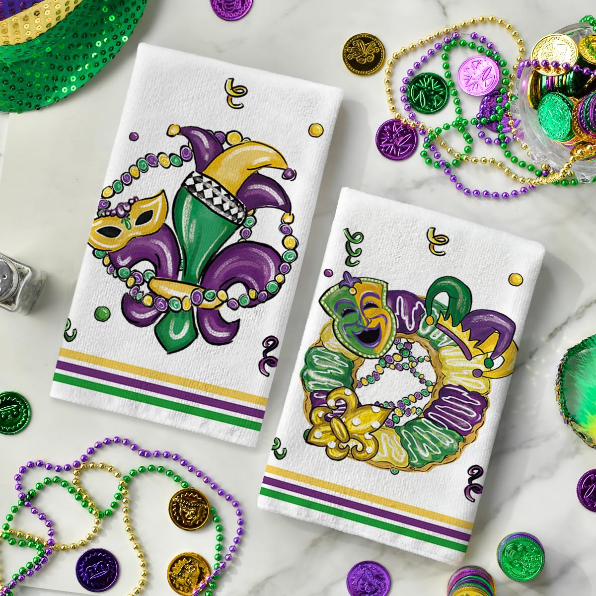 Artoid Mode Iris Jewelry Mask Mardi Gras Kitchen Towels Set of 2 18x26 Inch