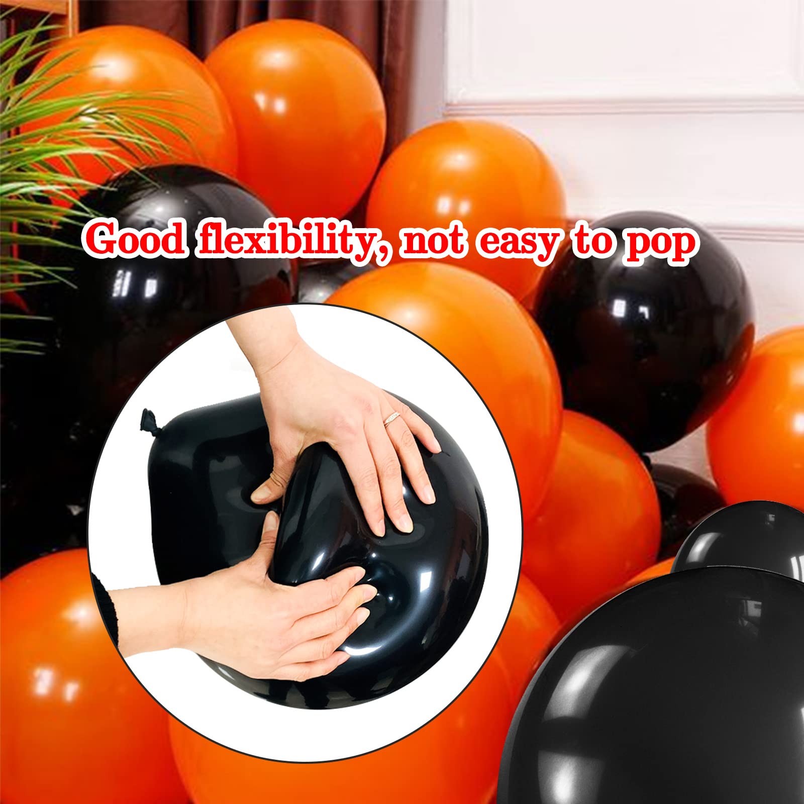 Orange and Black Confetti Balloons 50Pcs 12 Inch Halloween Latex Balloons
