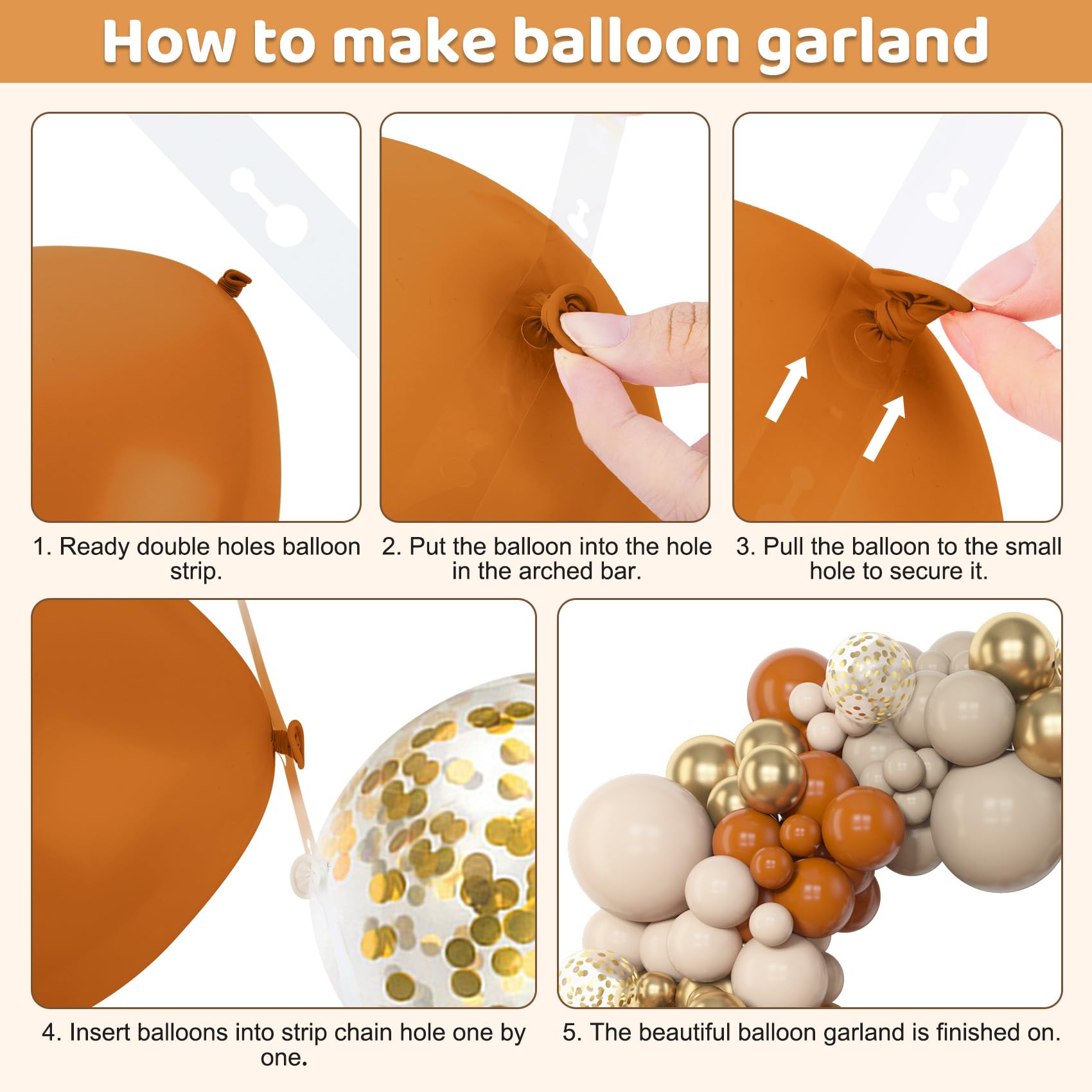 Amandir 153pcs Burnt Orange Thanksgiving Balloon Garland Arch Kit