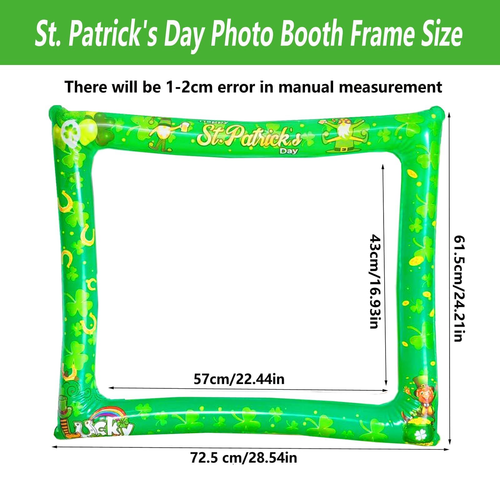 LMSHOWOWO St. Patrick's Day Inflatable Photo Booth Frame, with 35 PCS Funny Shamrock St Patricks Day Photo Booth Props, Irish Selfie Props for St Patricks Decorations Irish Day Party Supplies