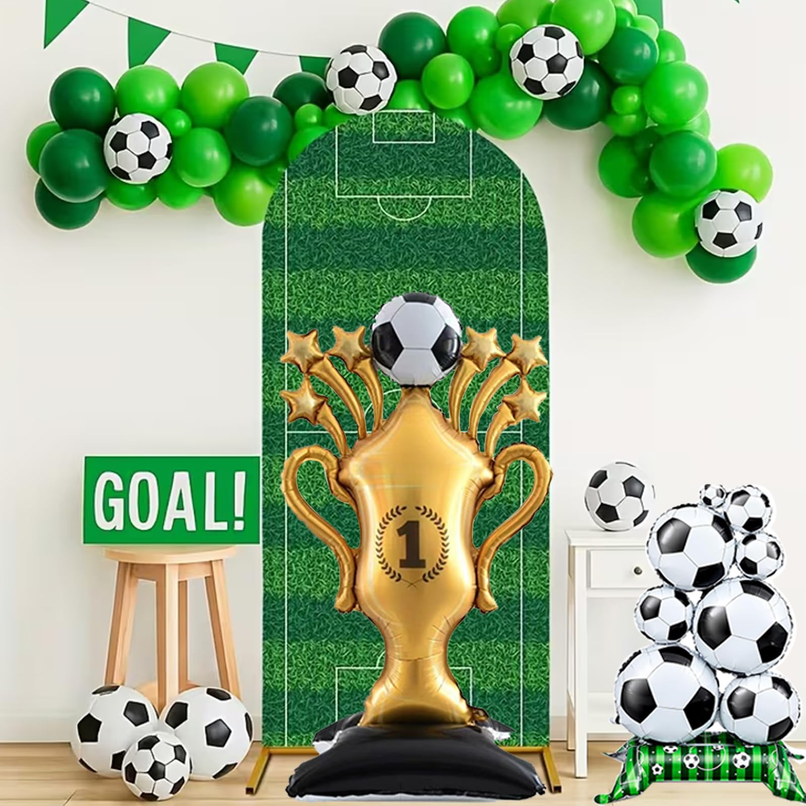 3PCS Soccer Party Decorations - Large Soccer & Trophy Foil Balloon Set, Sports/Birthday Themed Party Supplies for Soccer Fans,2026 World Cup Decor