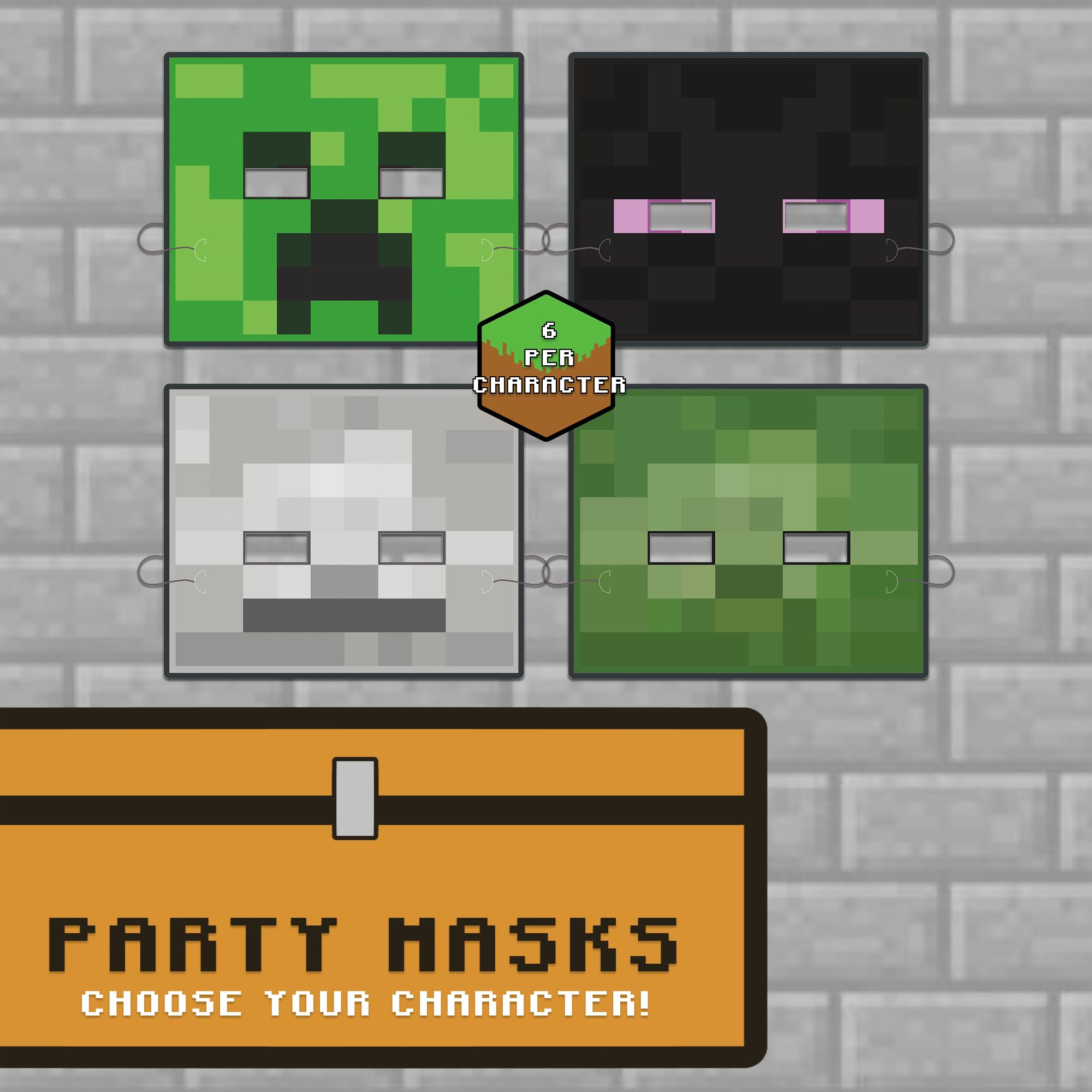 Unique Minecraft Party Favors | Paper Masks 24 Pack | Officially Licensed | Dress-Up Masks | Gamer Birthday Party Favors For Kids, Classroom Rewards, Photo Booth Props
